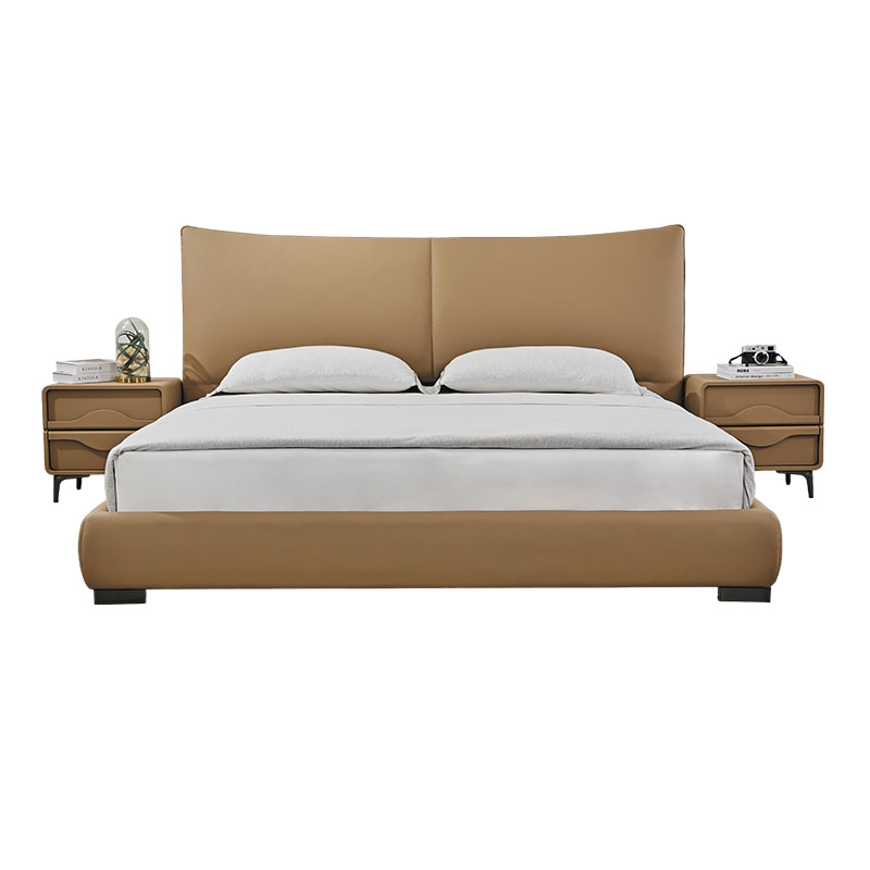 Leather-trimmed Bed